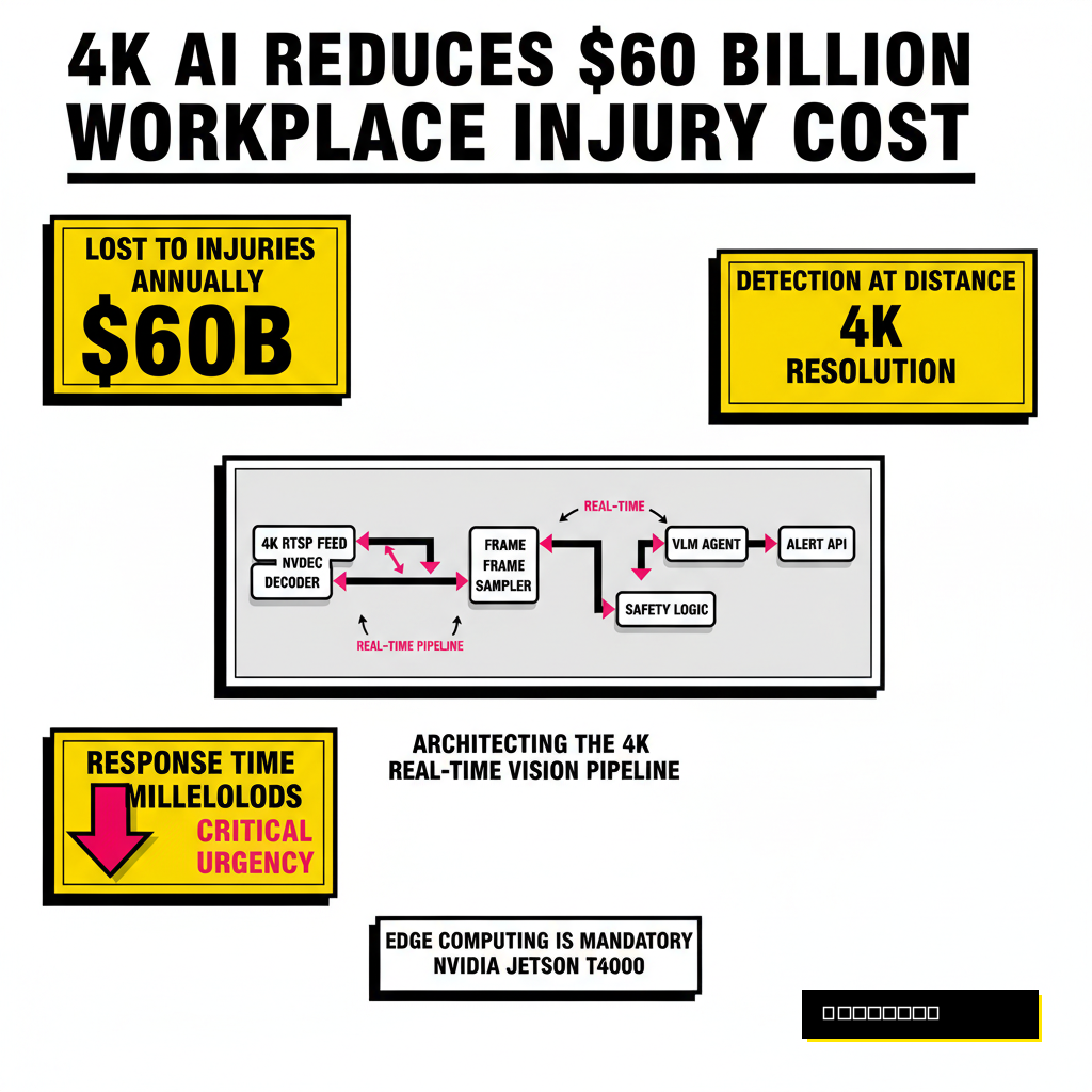 Industrial facility with 4K AI overlays identifying hazards