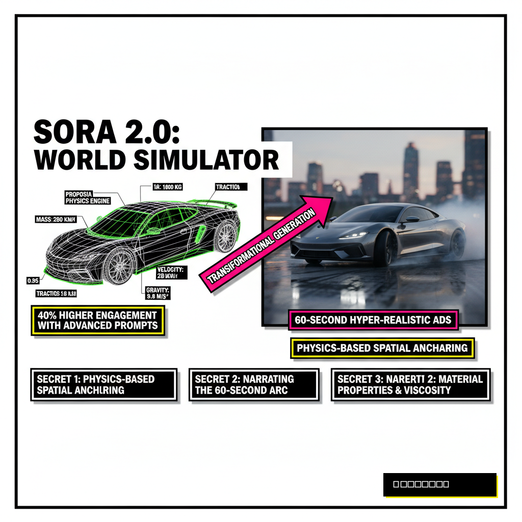 Visual representation of physics-based AI video simulation for a car commercial